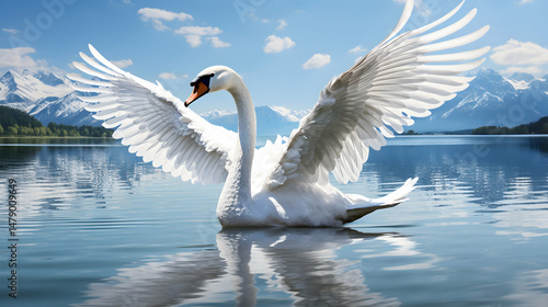 Fototapeta Naklejka Na Ścianę i Meble -  two swans in the lake