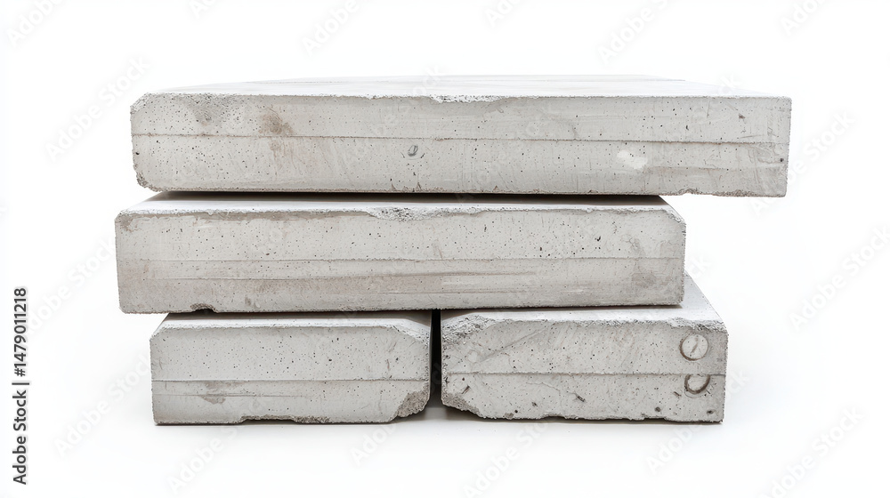 Fototapeta premium Concrete blocks stacked neatly, showcasing their raw texture and industrial design. These sturdy materials are often used construction