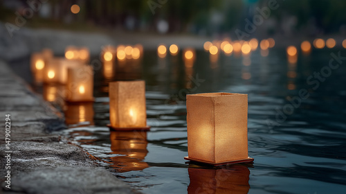 Floating Lanterns on Water ...
