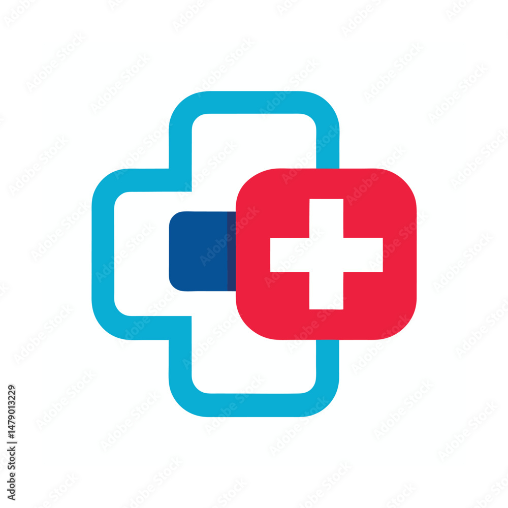 Fototapeta premium Digital Healthcare App with Hospital Cross Icon