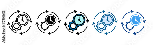 Flexible Hours Icon Set Multiple Style Collection