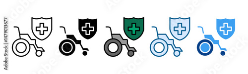 Disability Insurance Icon Set Multiple Style Collection