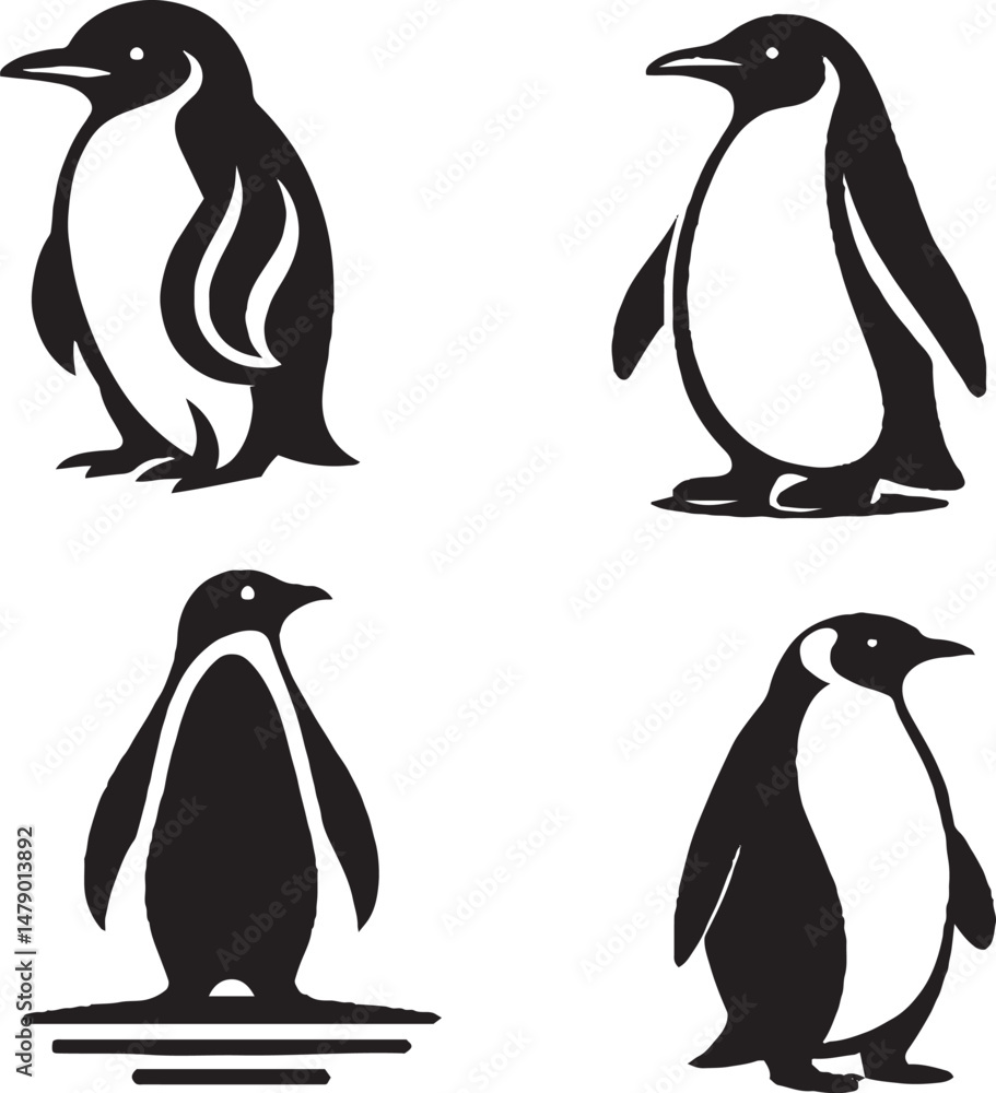 Obraz premium Penguin – Adorable Flightless Bird of the Antarctic with Distinctive Black and White Plumage