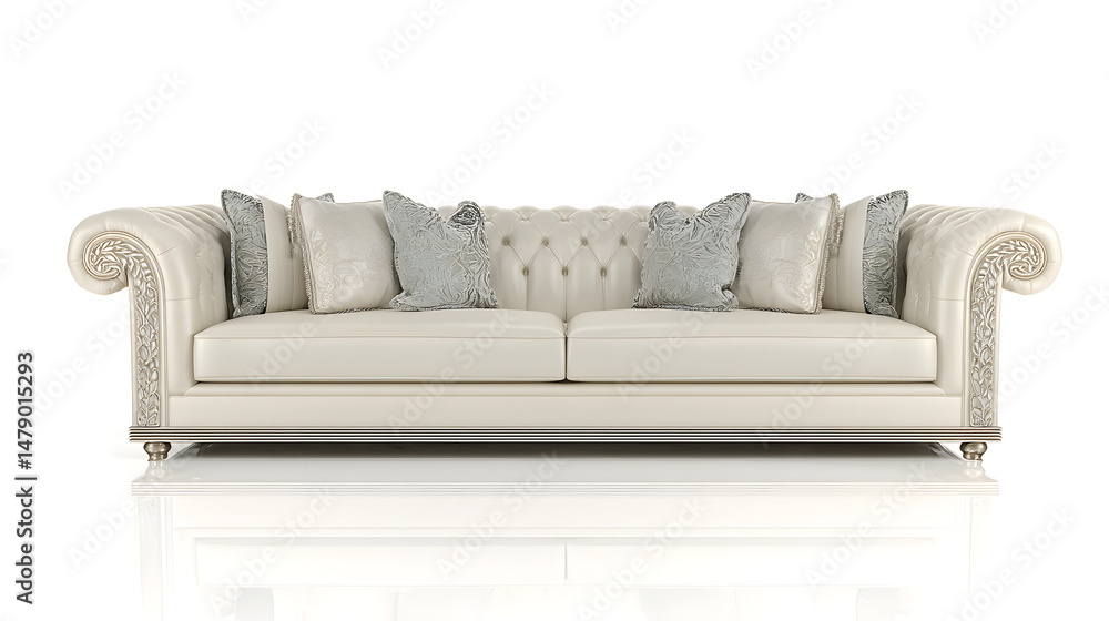 Obraz premium A white couch with pillows on it
