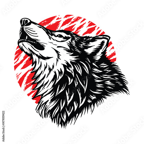 wolflogo illustration hand drawn vintage style