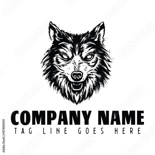 wolflogo illustration hand drawn vintage style