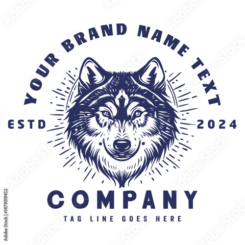 wolflogo illustration hand drawn vintage style