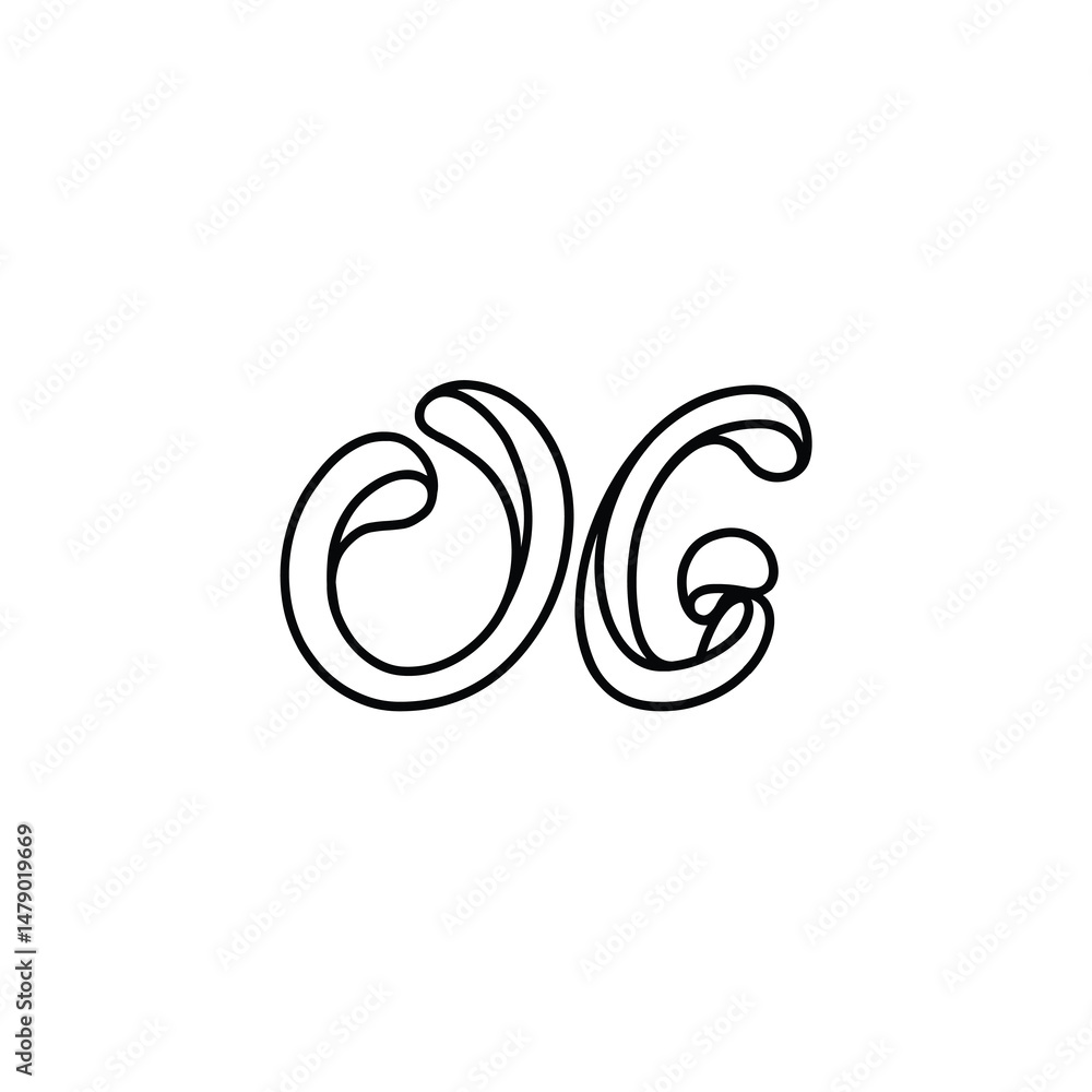 Obraz premium OG monogram logo design letter text name symbol monochrome logotype alphabet character simple logo