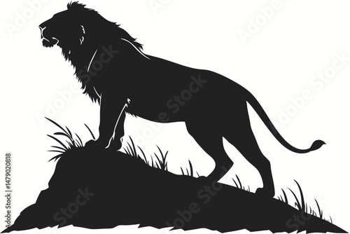 lion sihouette black vector