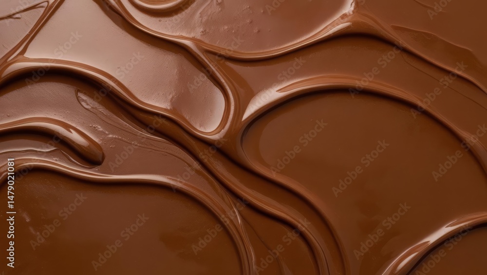 Melted Dark Chocolate Swirling with Glossy Texture Close Up Melted Dark Chocolate Swirling with Glossy Texture Close Up