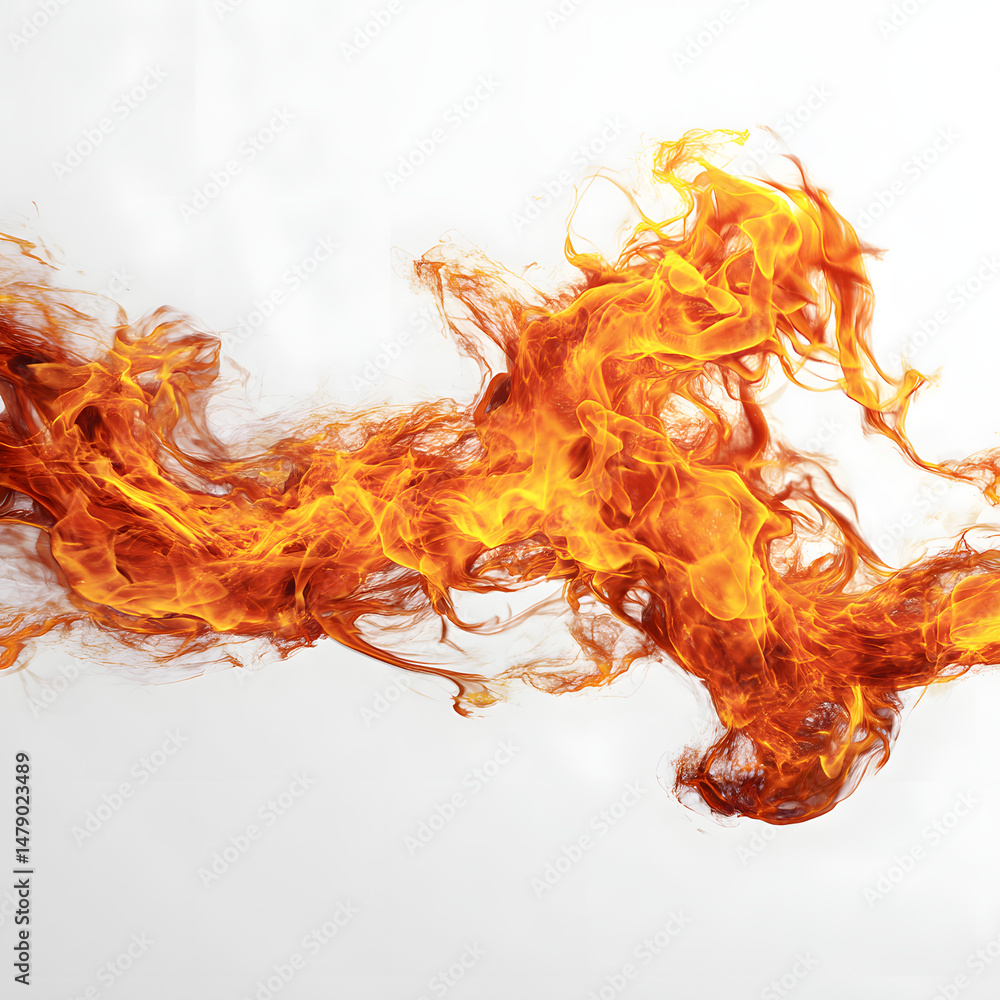 Fototapeta premium A long orange flame with a dragon shape