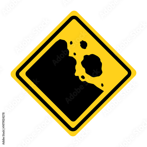 Warning falling rocks sign. Landslide prone area sign. Vector illustration design.