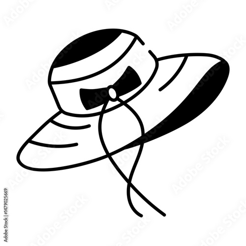 A hand drawn style icon depicting beach hat
