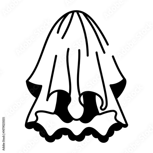 A hand drawn style icon depicting lace veil 
