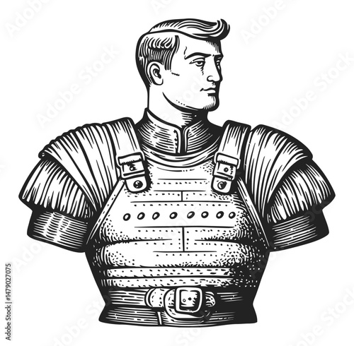 Detailed Vector Illustration of a Historical Armor-Clad Warrior Figure