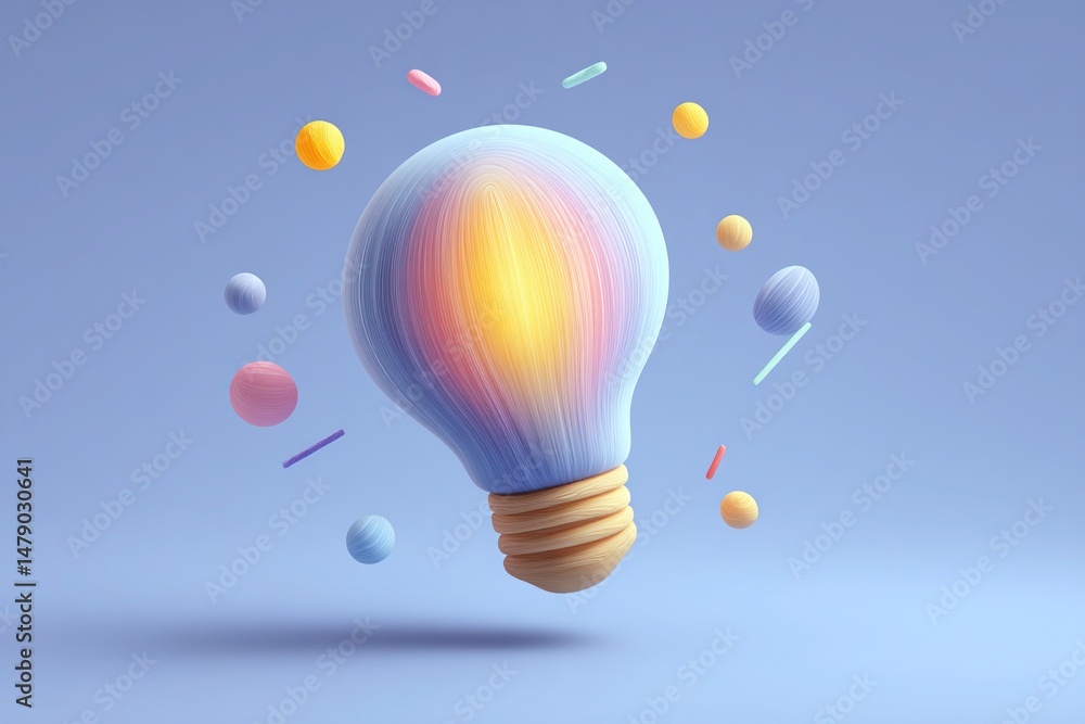 Naklejka premium Light bulb idea innovation concept creative inspiration solution think knowledge brainstorm imagination success 3d