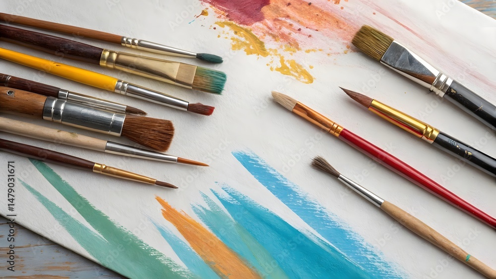 Fototapeta premium watercolor paints and brushes