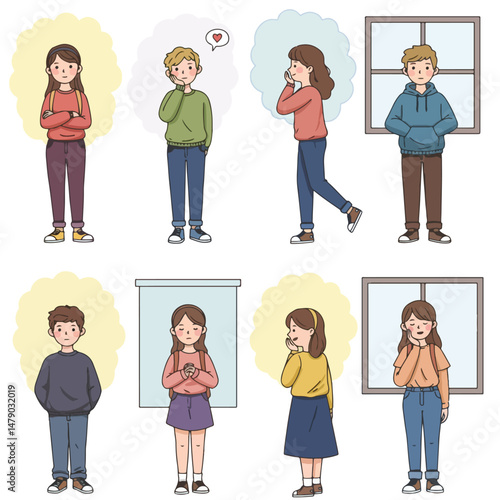 Students in Various Poses Group Study