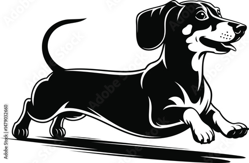 "Dachshund Dog Silhouette Vector Design, Transparent Background"
