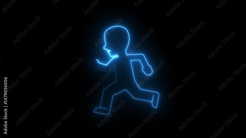 Neon boy running with speed and motion on dark background, symbolizing energy, agility, futuristic movement, digital sports, youth action Neon boy running with speed and motion on dark background, symbolizing energy, agility, futuristic movement, digital sports, youth action