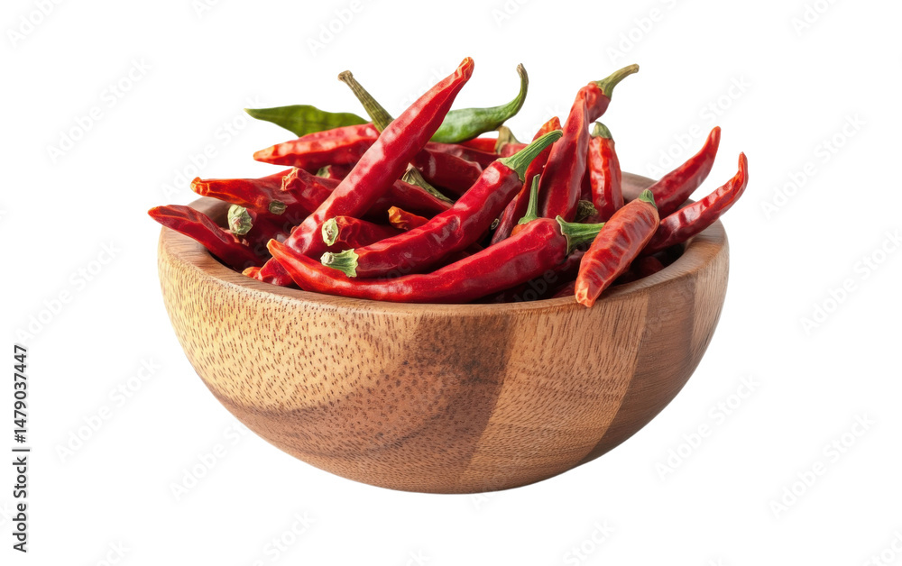 Bowl of red peppers sits on a white background Bowl of red peppers sits on a white background