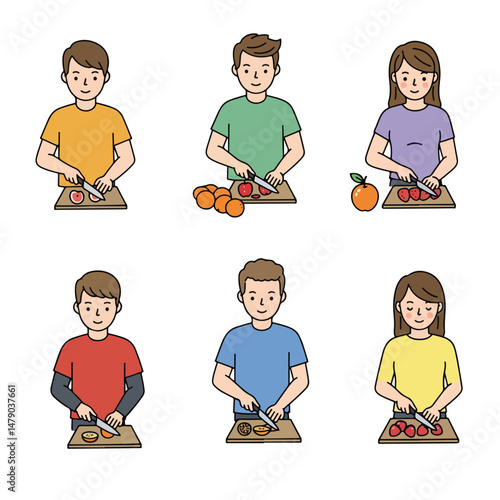 People cutting fruit on board preparation concept