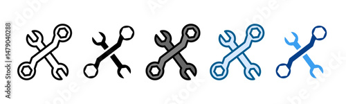 Wrench Check Icon Set Multiple Style Collection
