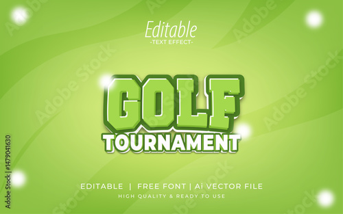 Golf tournament Vector Editable Text Effect Template