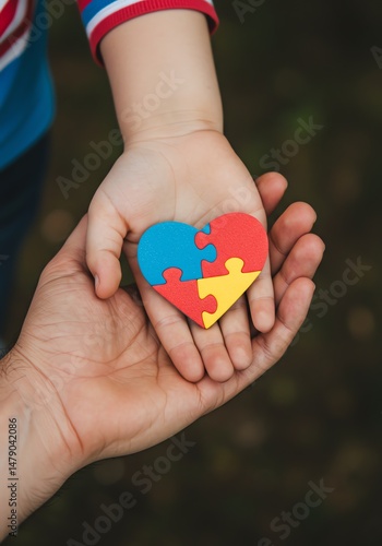 Wallpaper Mural Child's Hand Holding Puzzle Heart: A Tender Autism Awareness Image Torontodigital.ca