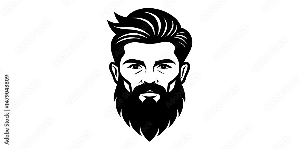 head of a lion, Smiling Hipster Head Icon, beard silhouette vector head of a lion, Smiling Hipster Head Icon, beard silhouette vector