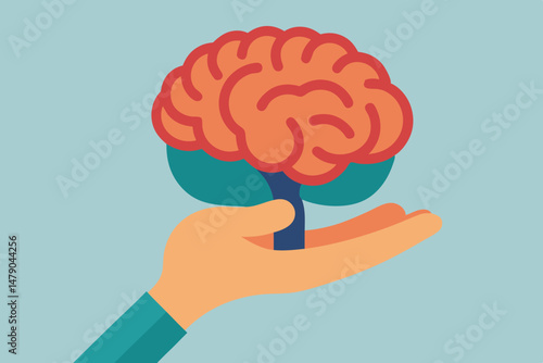 human brain vector illustration, Human brain continuous one line drawing of art vector 