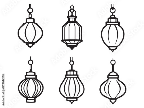 Minimal Pendant Lantern Vector Collection
