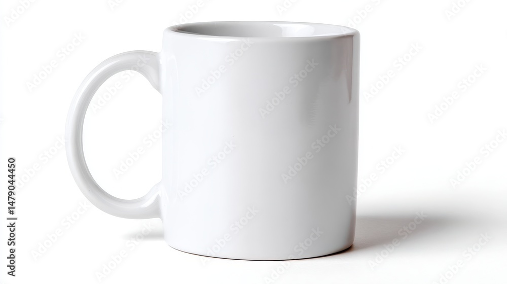 Obraz premium A 4K photo of blank white coffee mug on white background.