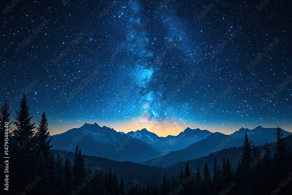 Fototapeta premium Under the Celestial Sky Where Mountains Sleep Quietly