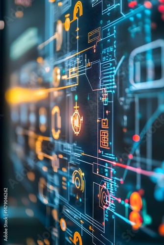 Smart grid technology interface displaying energy distribution