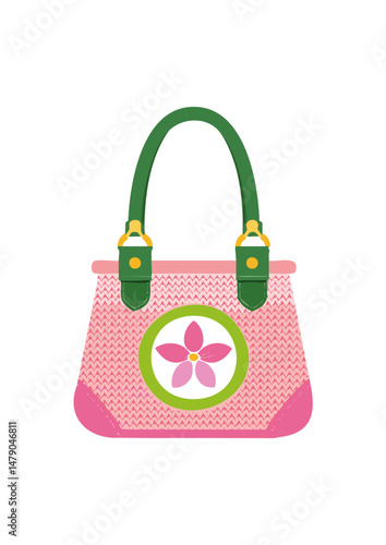 Women's handbag, pink, with strap, knitted with wool, square handle, orchid pattern. bag with a wrist strap, the wristlet offers a hands-free alternative to a clutch for more casual occasions. 