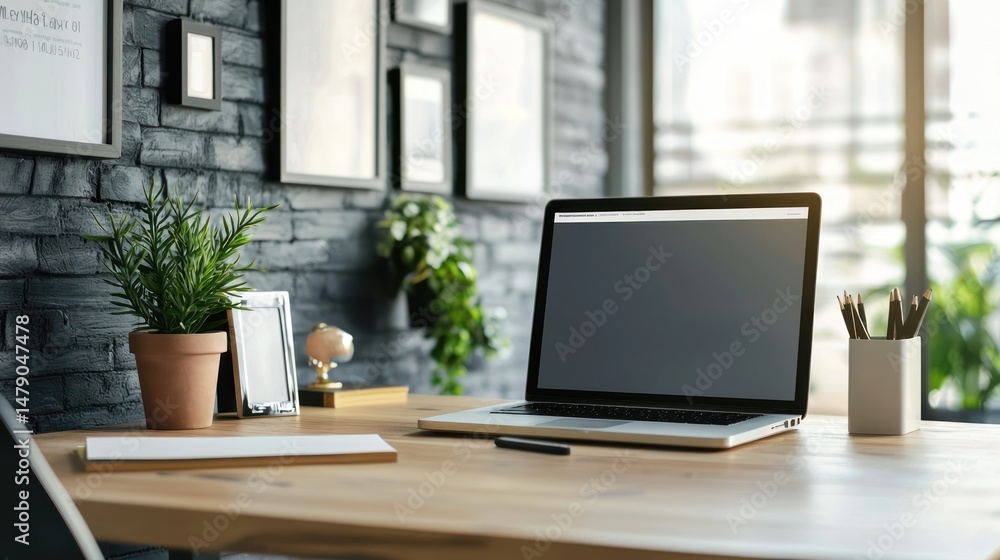 custom made wallpaper toronto digitalModern office workspace branding mock-up