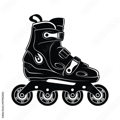 Rollerblades Black Silhouette Vector Graphic