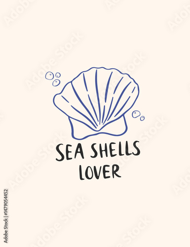 Hand drawn coastal seashell poster