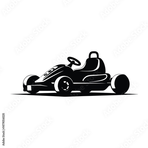 Go Kart Silhouette Clipart on White Background