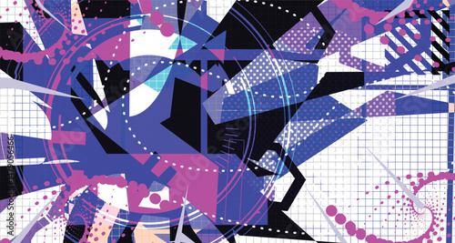 Culturing Colorful Futuristic Abstract Background Bold Wireframe Texture Elements and Modern Comic Style Shapes And Dynamic Effects and Icons Design