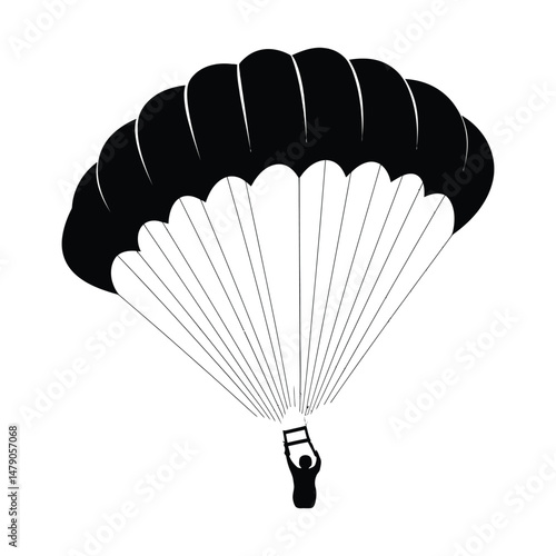 Paraglider Silhouette Clipart on White Background