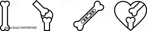 Set of bone icons. Bone icon in line style