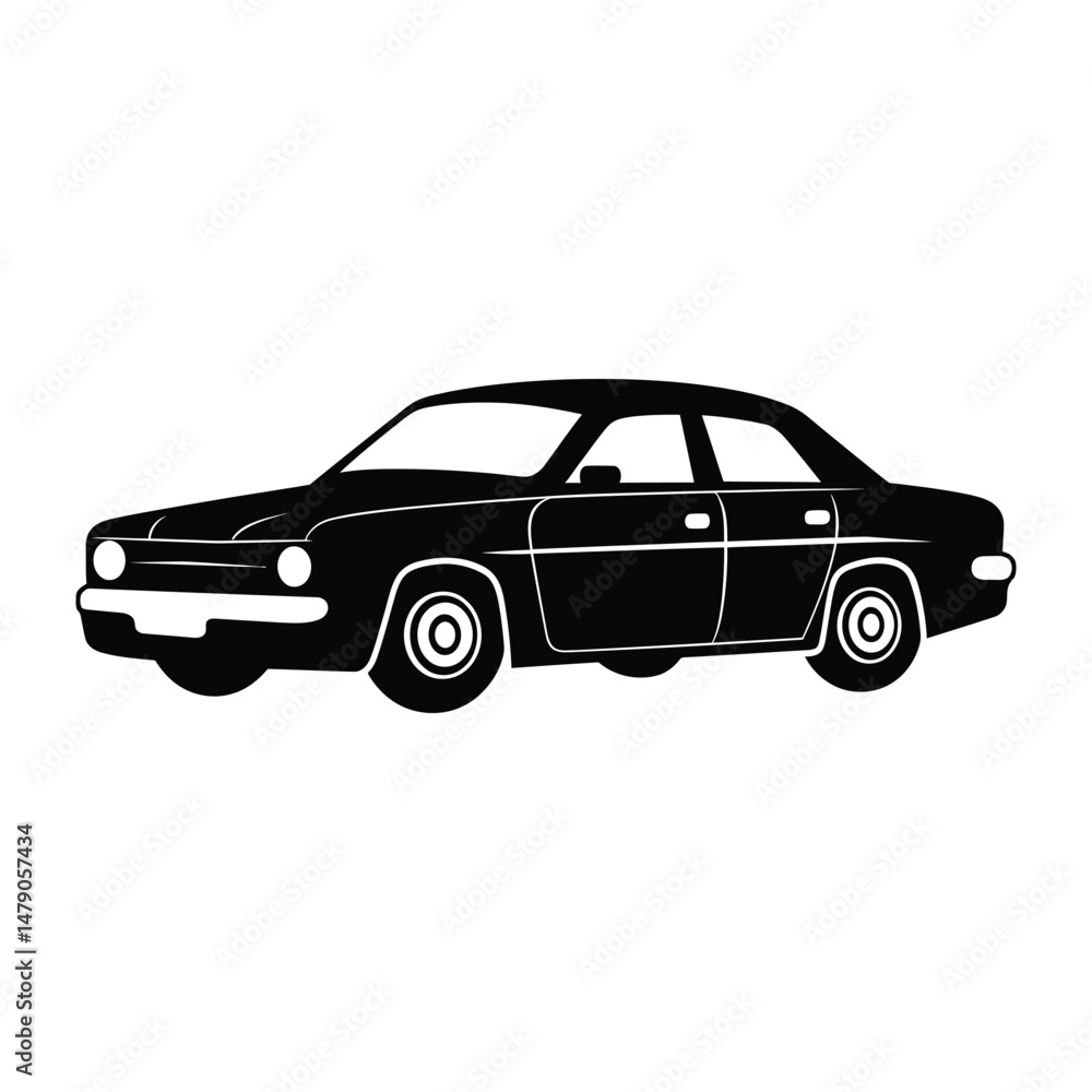 Obraz premium Police Car Silhouette Clipart on White Background