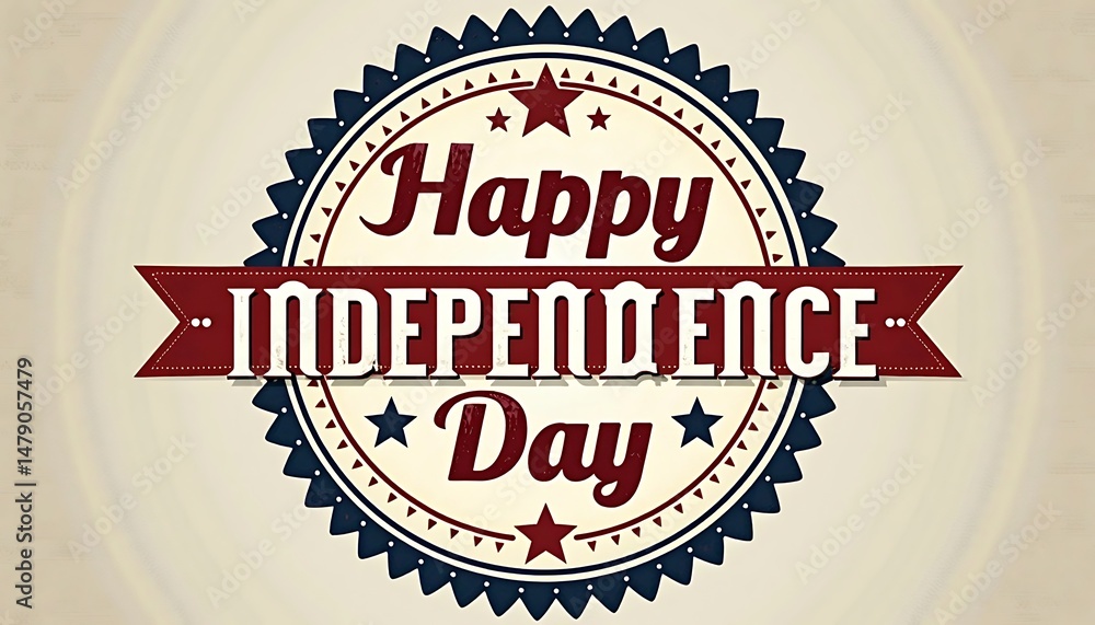 Obraz premium Patriotic Greeting: A vintage-style emblem proudly declares 
