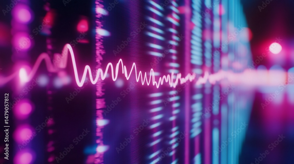 Fototapeta premium Abstract rendering of audio wave analysis on digital display with vibrant colors