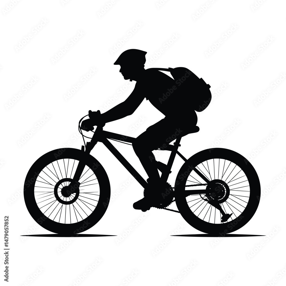 Fototapeta premium Bicycle with Rider Silhouette Clipart