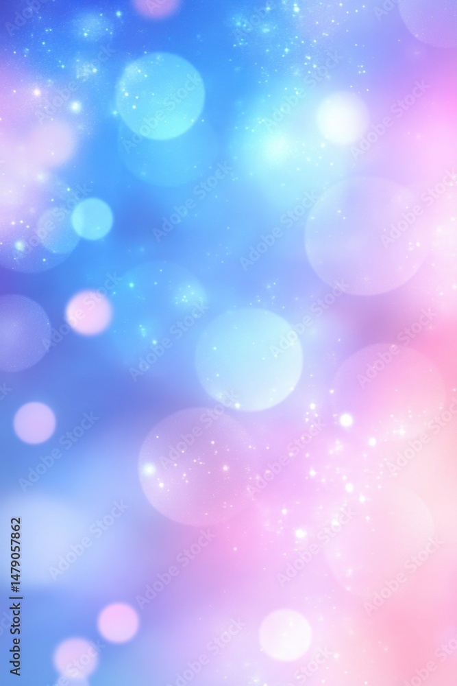 Obraz premium Ethereal Bokeh Lights Abstract Background in Blue Pink and Purple Gradient Soft Focus Dreamy Effect Sparkles and Glowing Orbs