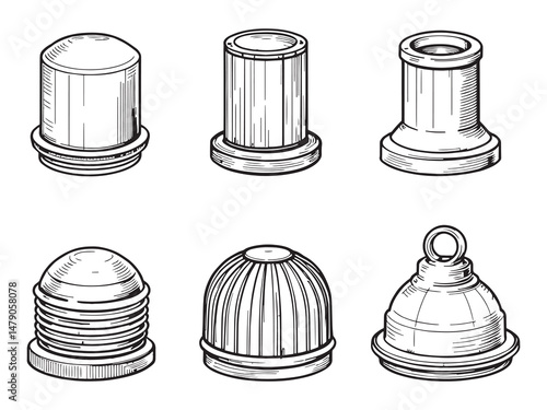 Rebar Cap Outline Icon Set