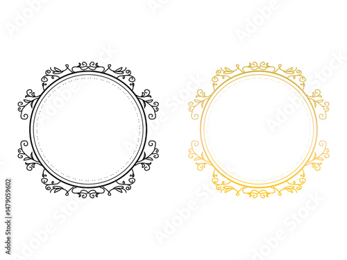 frame circle shape vintage flourish symbol icon design vector isolated transparent background